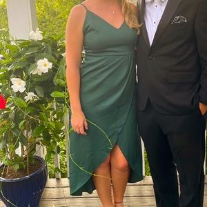 Lulus knockoff reinette dark green midi dress